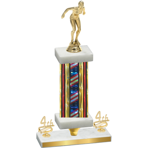 Premium Single Flag USA Fourth Place Tennis Trophy