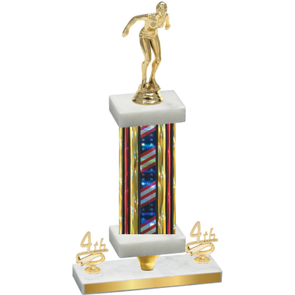 Premium Single Flag USA Fourth Place Tennis Trophy