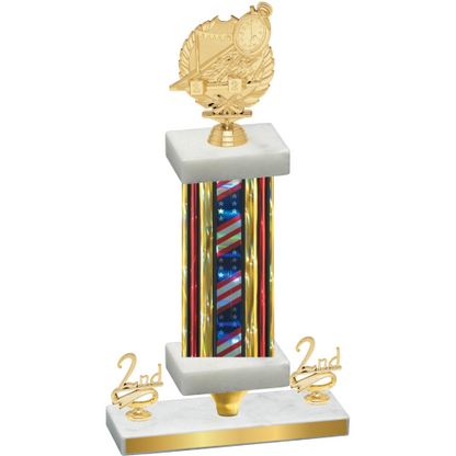 Premium Single Flag USA Second Place Swimming Trophy