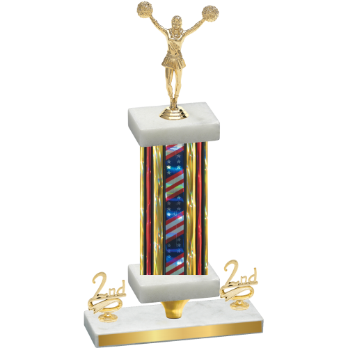 Premium Single Flag USA Second Place Cheerleading Trophy
