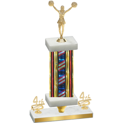 Premium Single Flag USA Fourth Place Cheerleading Trophy