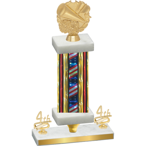 Premium Single Flag USA Fourth Place Cheerleading Trophy