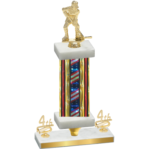 Premium Single Flag USA Fourth Place Hockey Trophy