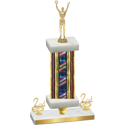 Premium Single Flag USA Second Place Victory Trophy