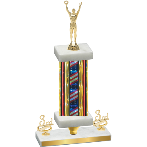 Premium Single Flag USA Third Place Victory Trophy