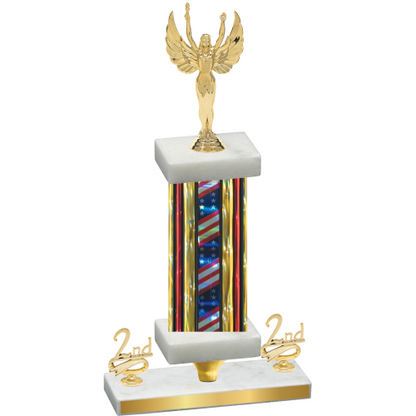 Premium Single Flag USA Second Place Victory Trophy