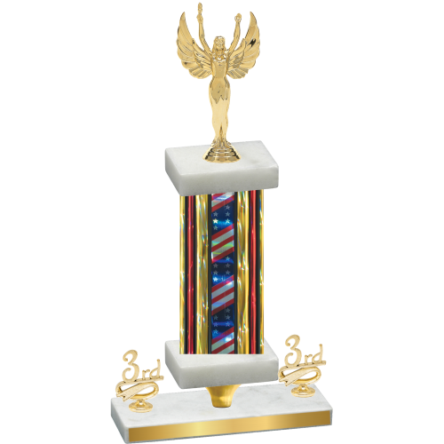 Premium Single Flag USA Third Place Victory Trophy