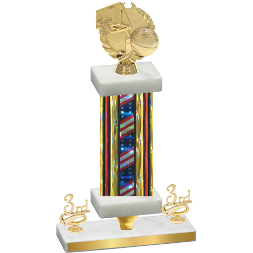 Premium Single Flag USA Third Place Basketball Trophy