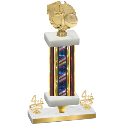 Premium Single Flag USA Fourth Place Basketball Trophy
