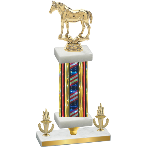 Premium Single Flag USA Victory Horses Trophy