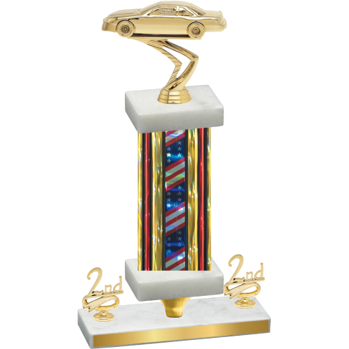 Premium Single Flag USA Second Place Cars Trophy