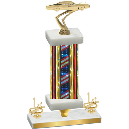 Premium Single Flag USA First Place Cars Trophy