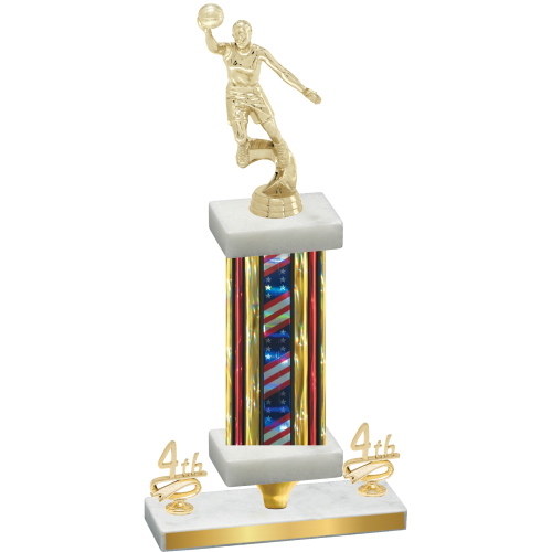 Premium Single Flag USA Fourth Place Basketball Trophy