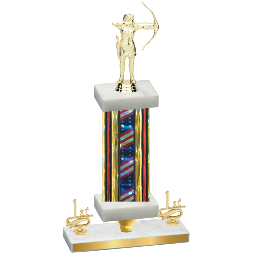 Premium Single Flag USA First Place Archery Trophy