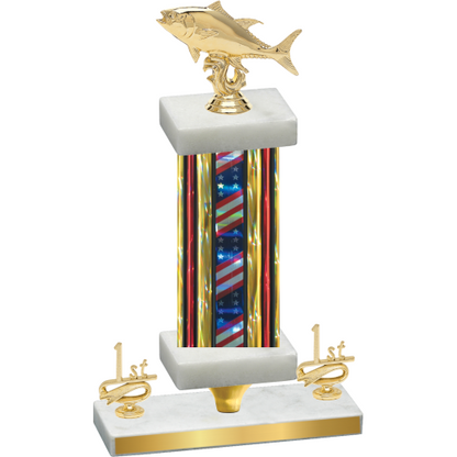Premium Single Flag USA First Place Fishing Trophy