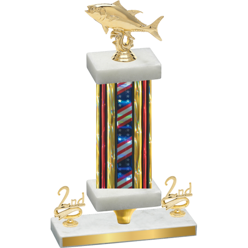 Premium Single Flag USA Second Place Fishing Trophy