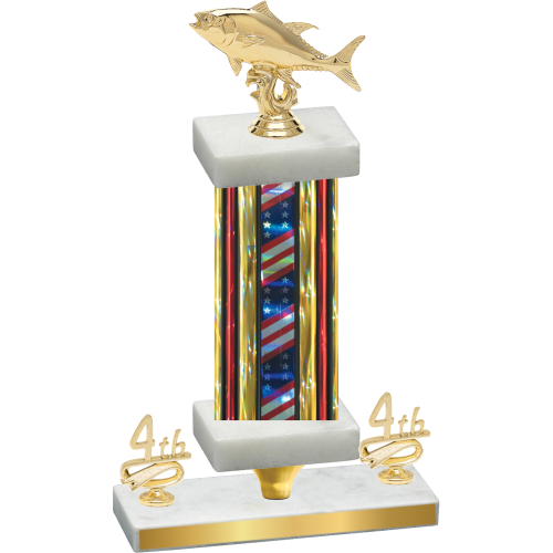 Premium Single Flag USA Fourth Place Fishing Trophy