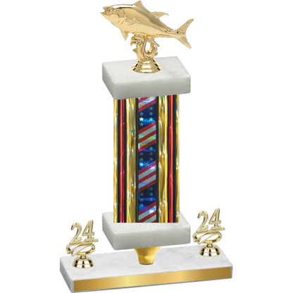 Premium Single Flag USA Year Fishing Trophy