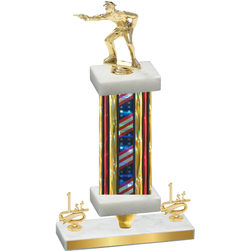Premium Single Flag USA First Place Shooter Trophy
