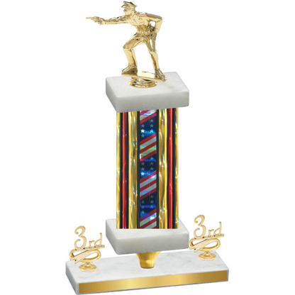 Premium Single Flag USA Third Place Shooter Trophy