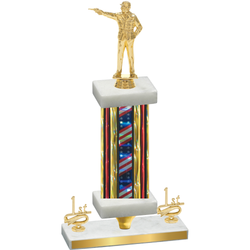 Premium Single Flag USA First Place Shooter Trophy