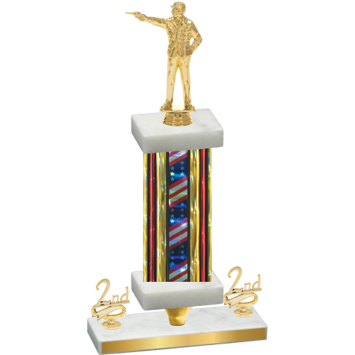 Premium Single Flag USA Second Place Shooter Trophy