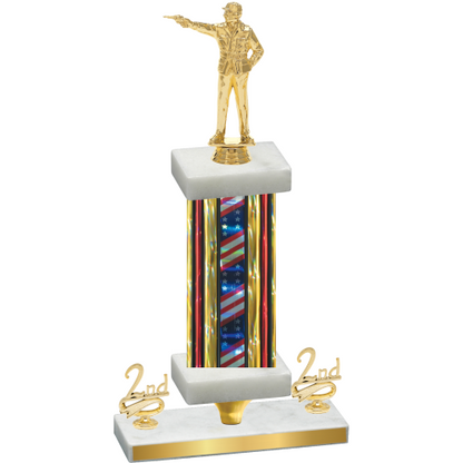 Premium Single Flag USA Second Place Shooter Trophy