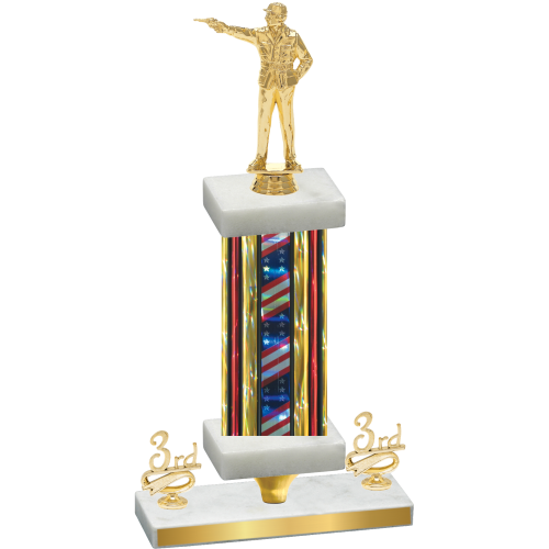 Premium Single Flag USA Third Place Shooter Trophy