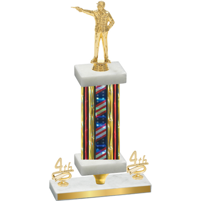 Premium Single Flag USA Fourth Place Shooter Trophy