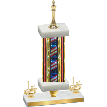 Premium Single Flag USA First Place Chess Trophy