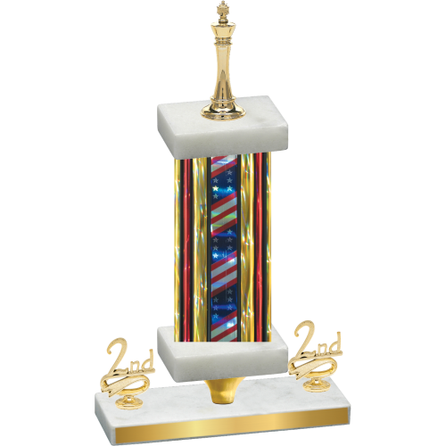 Premium Single Flag USA Second Place Chess Trophy