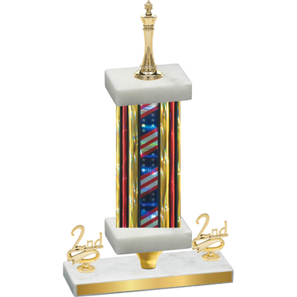 Premium Single Flag USA Second Place Chess Trophy