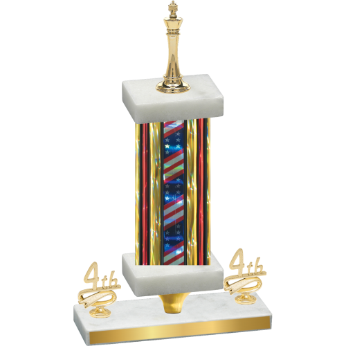 Premium Single Flag USA Fourth Place Chess Trophy