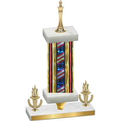 Premium Single Flag USA Victory Chess Trophy