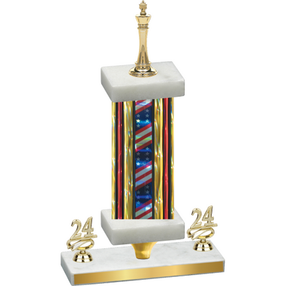 Premium Single Flag USA Year Chess Trophy