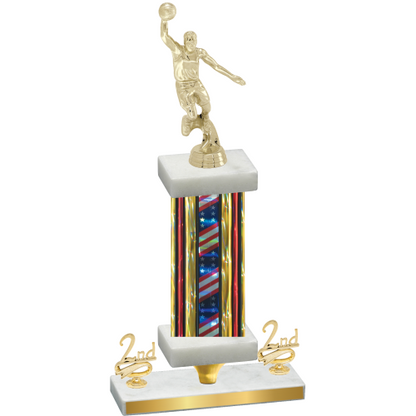 Premium Single Flag USA Second Place Basketball Trophy