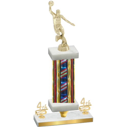 Premium Single Flag USA Fourth Place Basketball Trophy