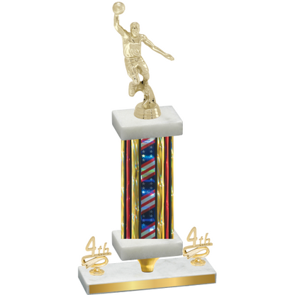 Premium Single Flag USA Fourth Place Basketball Trophy