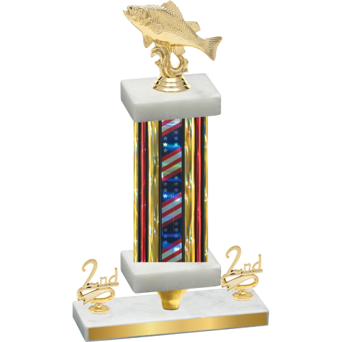 Premium Single Flag USA Second Place Fishing Trophy