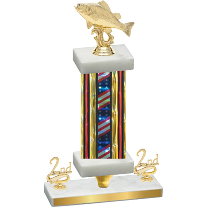 Premium Single Flag USA Second Place Fishing Trophy