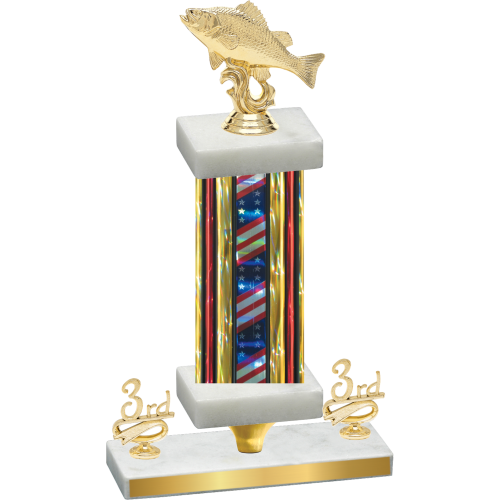 Premium Single Flag USA Third Place Fishing Trophy