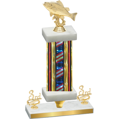 Premium Single Flag USA Third Place Fishing Trophy