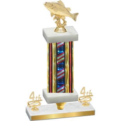 Premium Single Flag USA Fourth Place Fishing Trophy