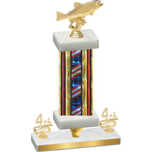 Premium Single Flag USA Fourth Place Fishing Trophy