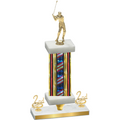 Premium Single Flag USA Second Place Golf Trophy