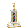 Premium Single Flag USA Second Place Golf Trophy