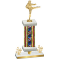 Premium Single Flag USA Fourth Place Karate Trophy