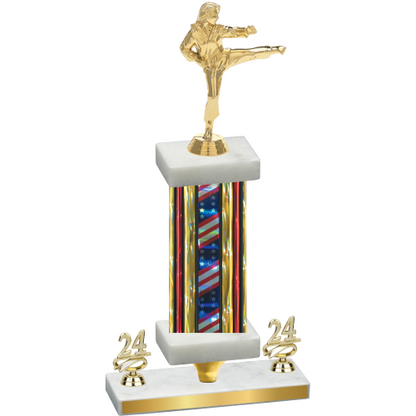 Premium Single Flag USA Year Karate Trophy