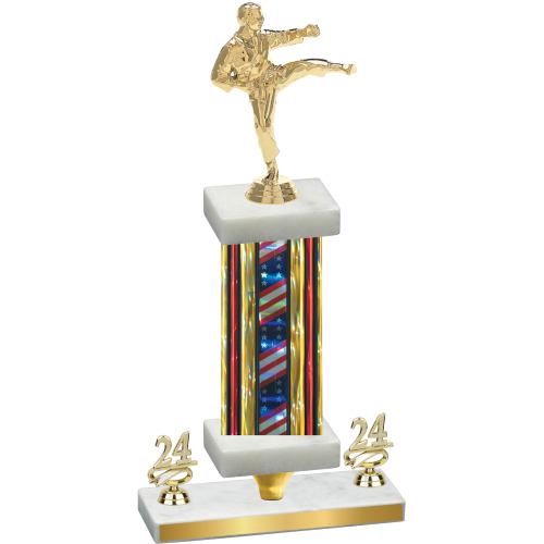 Premium Single Flag USA Year Karate Trophy