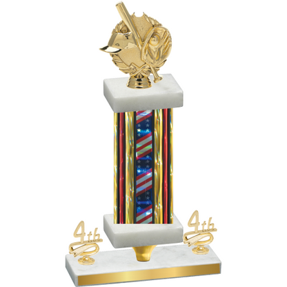 Premium Single Flag USA Fourth Place Baseball Trophy